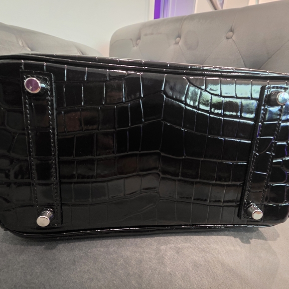 Black Crocodile Style H Birkin 25cm Inspired Bag - Picture 9 of 17